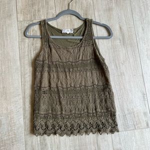 Olive Green Pink Republic Lace Tank Top
